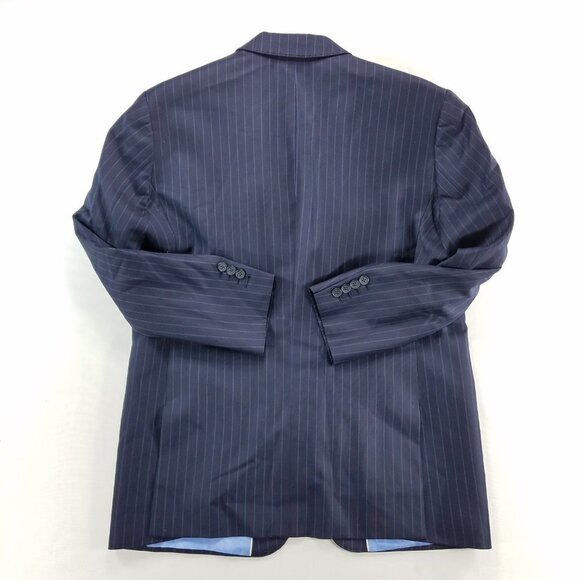 Sam Surin Bespoke Sport Coat 2-Button 44 Blue Pinstripe Surgeon Vented Super 150 - Picture 16 of 16